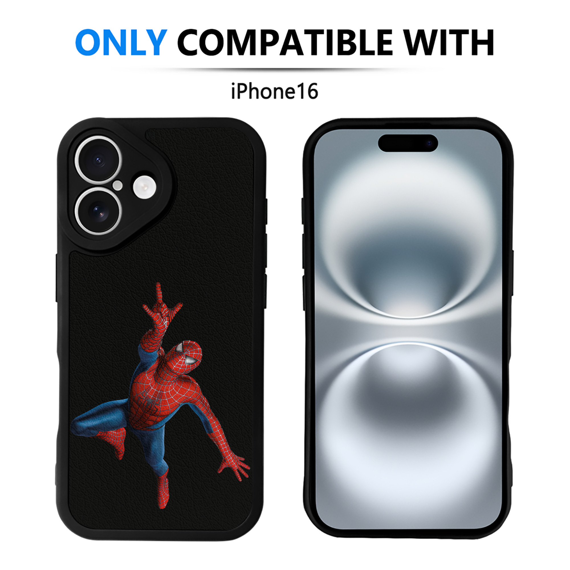 （画像用） Spider Man スパイダーマン 【iPhone 16シリーズ対応】シリコンスマホケース（レザー調） 材質：シリコン
